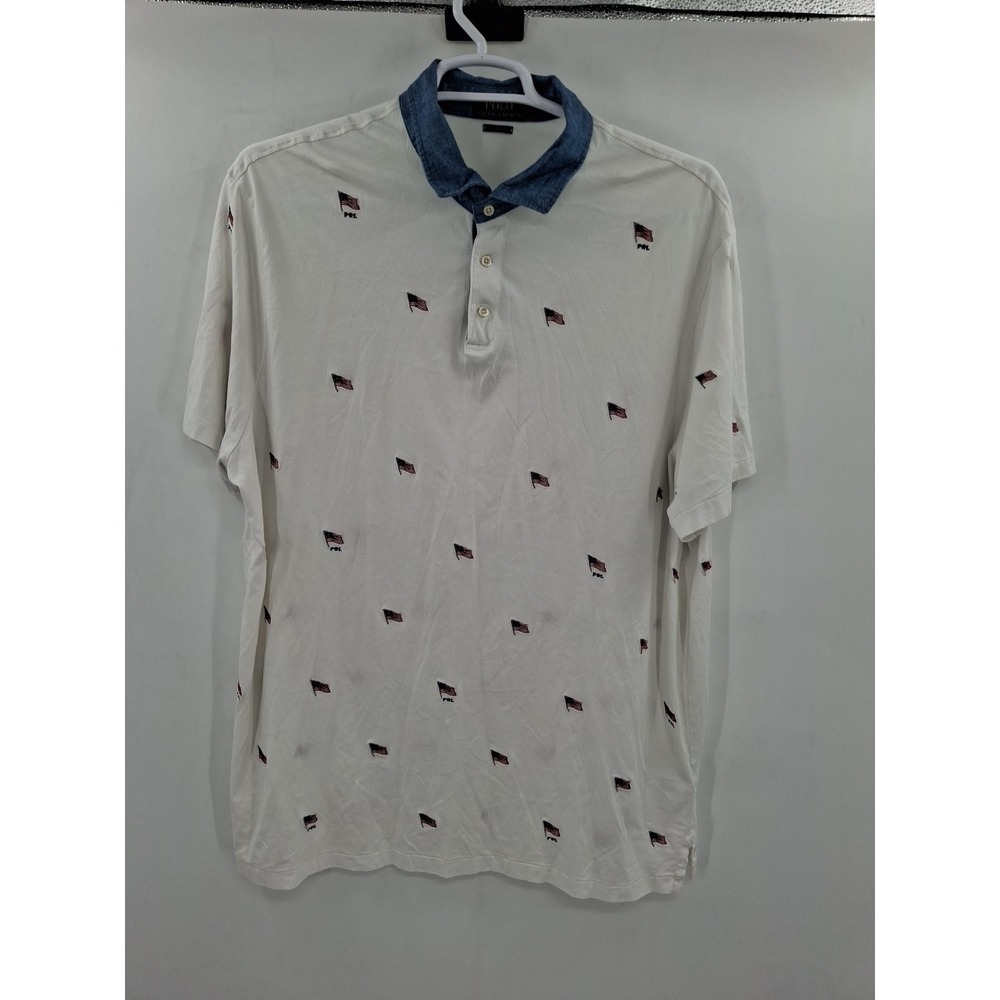 Polo Ralph Lauren Men's XXL‎ Classic Fit American Flag Polo Shirt Embroidered...